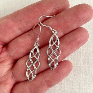 Celtic Swirl Sterling Silver Earrings New Sz 1.5" drop